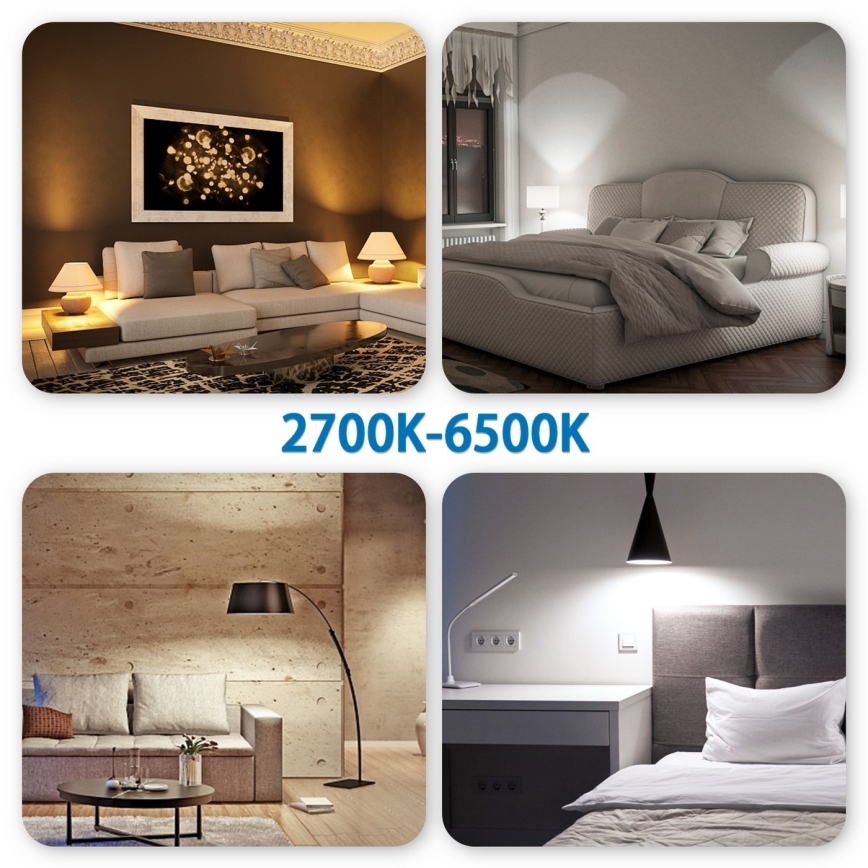 Bombilla LED RGBW regulable G45 E27/6,5W/230V 2700-6500K Wi-Fi - Aigostar