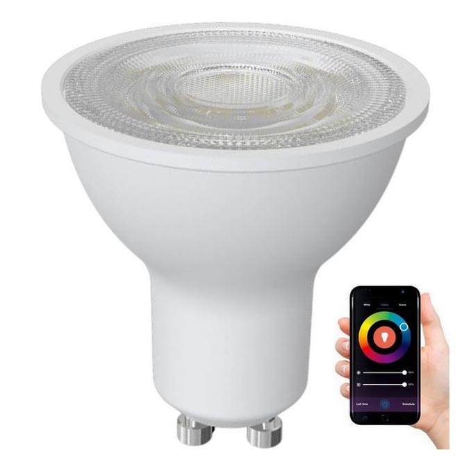 Bombilla LED RGBW regulable GU10/4,5W/230V 2700-6500K Wi-Fi Tuya