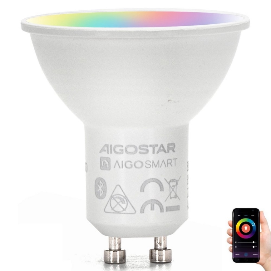Bombilla LED RGBW regulable GU10/4,9W/230V 2700-6500K - Aigostar