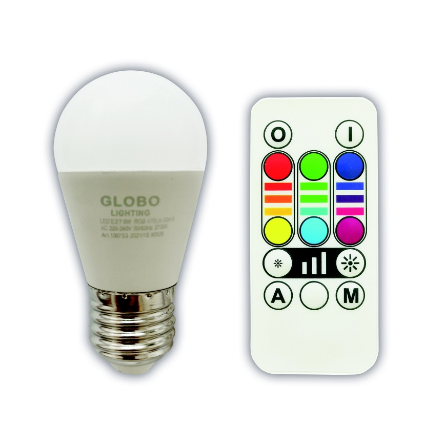 Bombilla LED RGBW regulable E27/6W/230V 3000K + control remoto - Globo