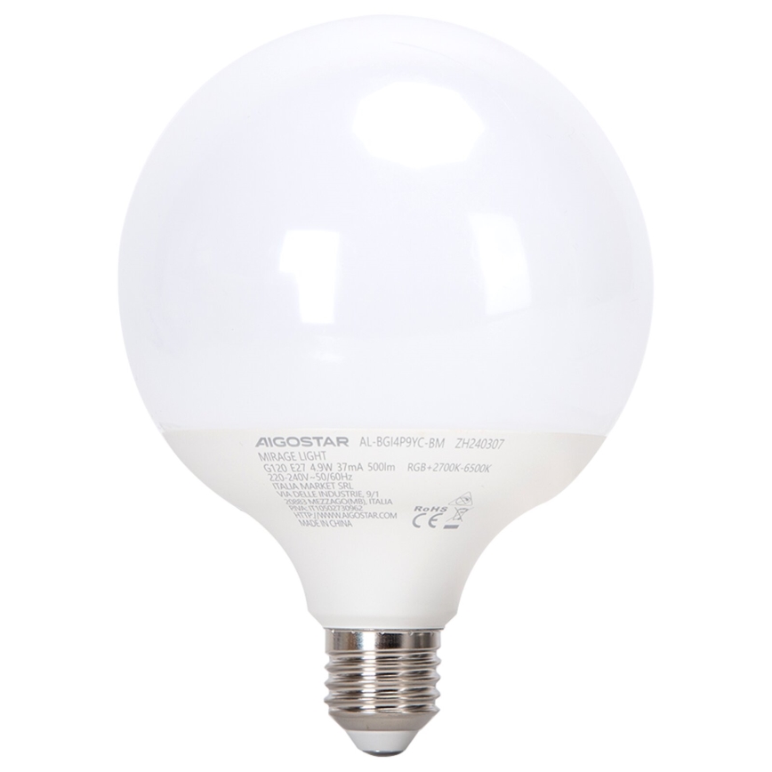 Bombilla LED RGBW regulable MESH G120 E27/4,9W/230V 2700-6500K + control remoto - Aigostar