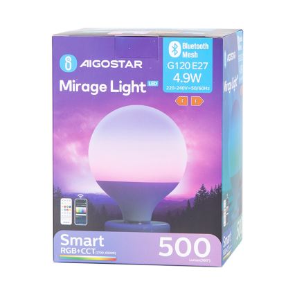 Bombilla LED RGBW regulable MESH G120 E27/4,9W/230V 2700-6500K + control remoto - Aigostar