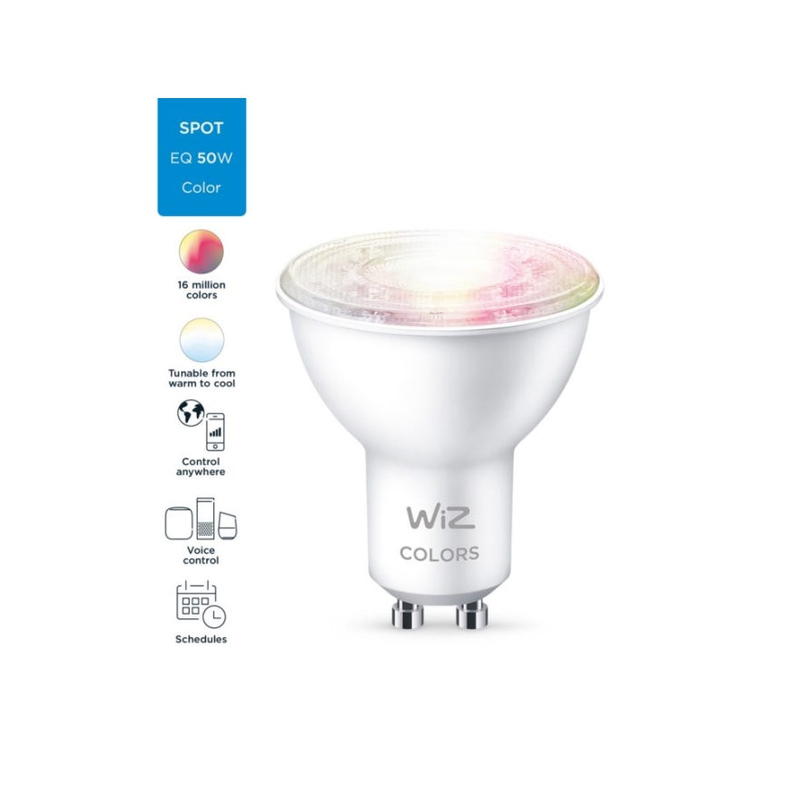 Bombilla LED RGBW regulable PAR16 GU10/4,7W/230V 2200-6500K CRI 90 Wi-Fi - WiZ