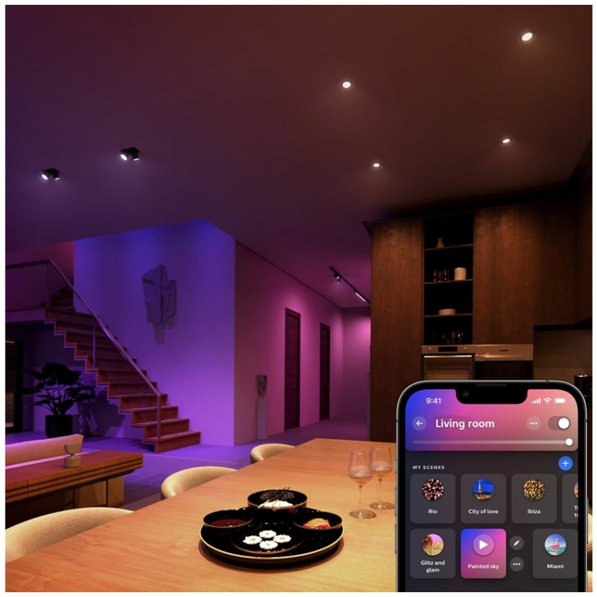Bombilla LED RGBW regulable Philips Hue White And Color Ambiance GU5,3/MR16/6,3W/12V 2000-6500K