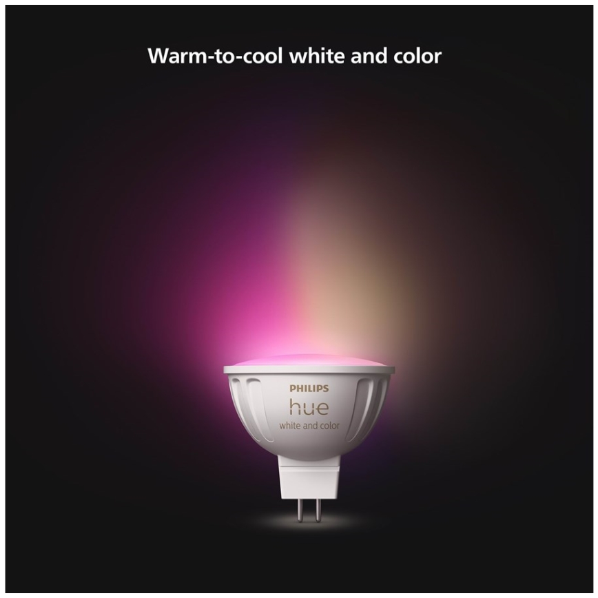 Bombilla LED RGBW regulable Philips Hue White And Color Ambiance GU5,3/MR16/6,3W/12V 2000-6500K
