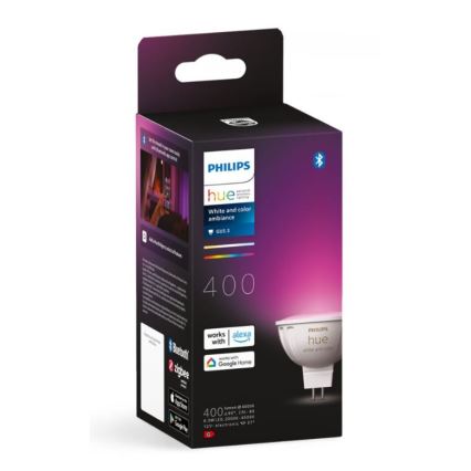 Bombilla LED RGBW regulable Philips Hue White And Color Ambiance GU5,3/MR16/6,3W/12V 2000-6500K