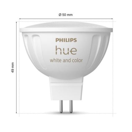 Bombilla LED RGBW regulable Philips Hue White And Color Ambiance GU5,3/MR16/6,3W/12V 2000-6500K