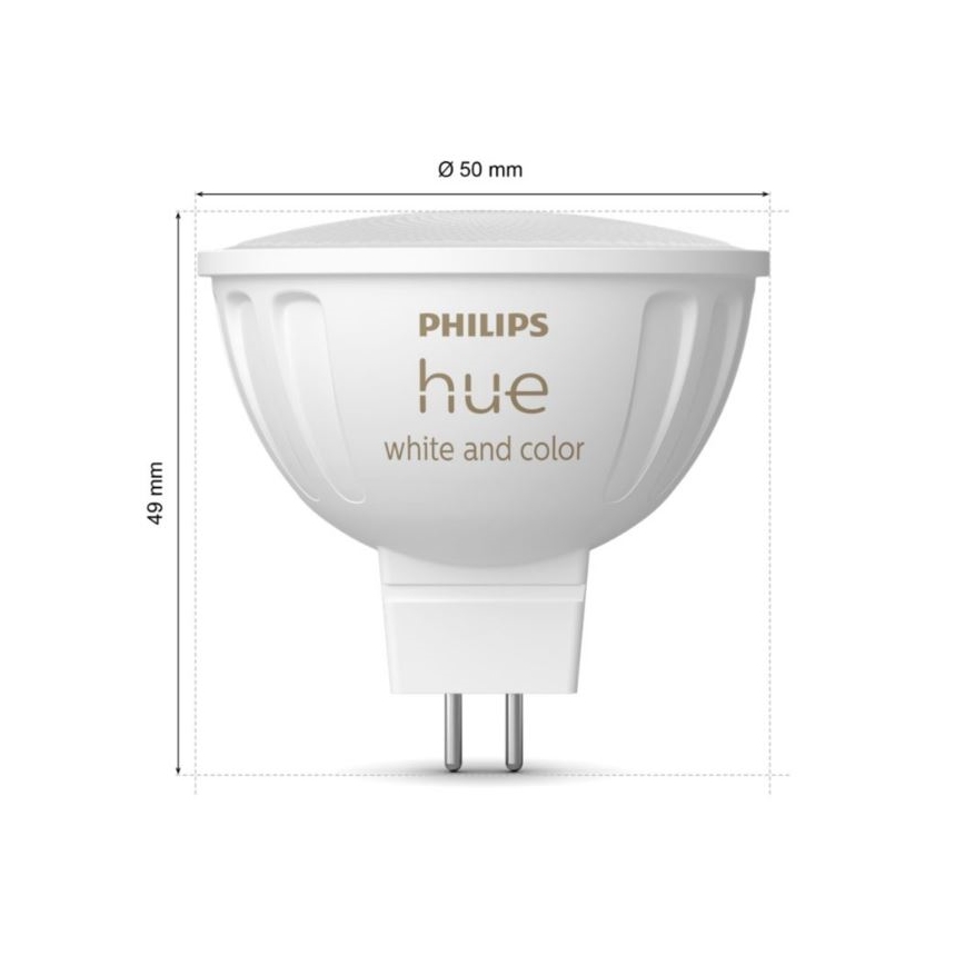 Bombilla LED RGBW regulable Philips Hue White And Color Ambiance GU5,3/MR16/6,3W/12V 2000-6500K
