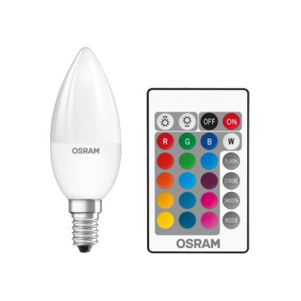 Bombilla LED RGBW regulable STAR E14/4,5W/230V 2700K + mando a distancia - Osram