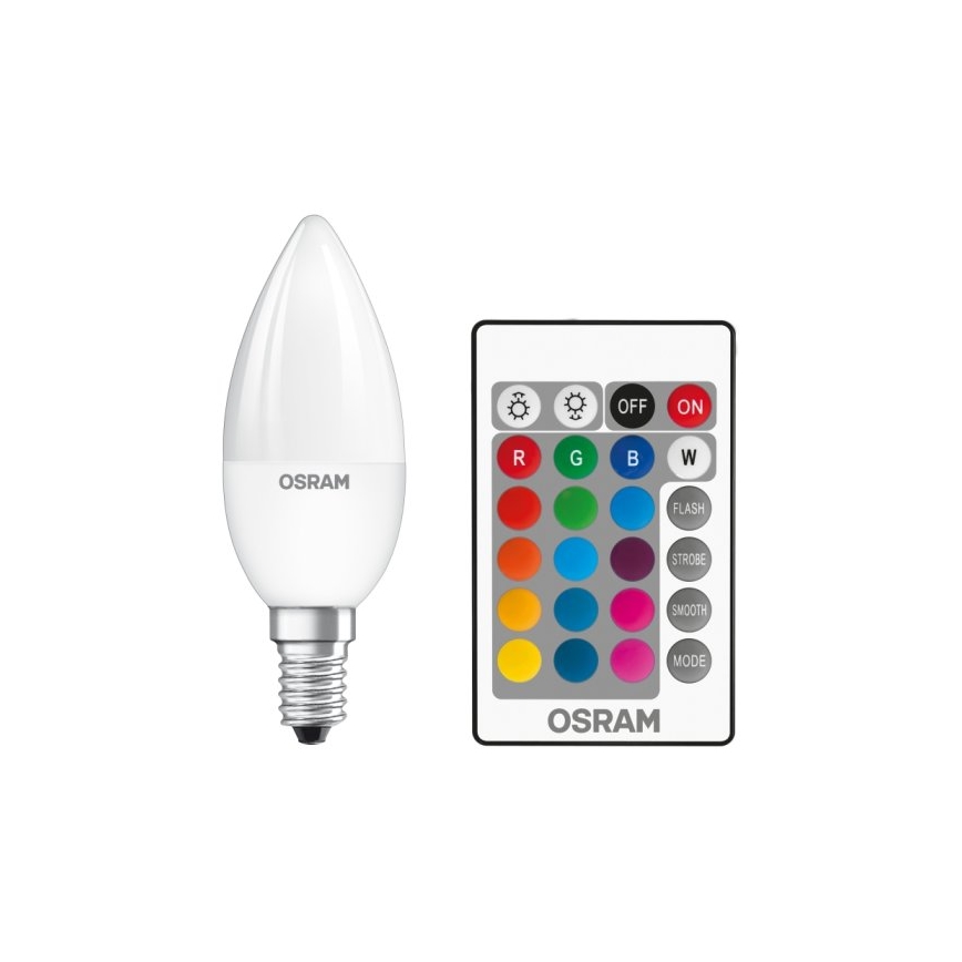 Bombilla LED RGBW regulable STAR E14/4,5W/230V 2700K + mando a distancia - Osram