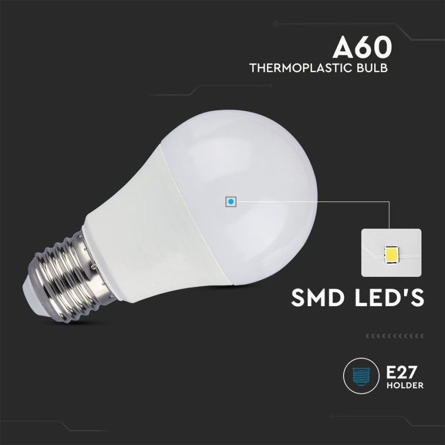 Bombilla LED SAMSUNG CHIP A60 E27/8,5W/230V 6500K