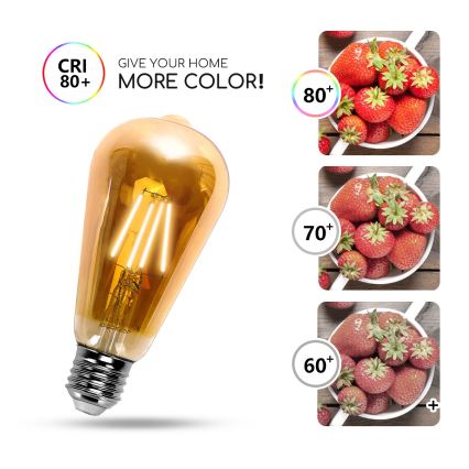 Bombilla LED ST64 E27/8W/230V 2200K - Aigostar