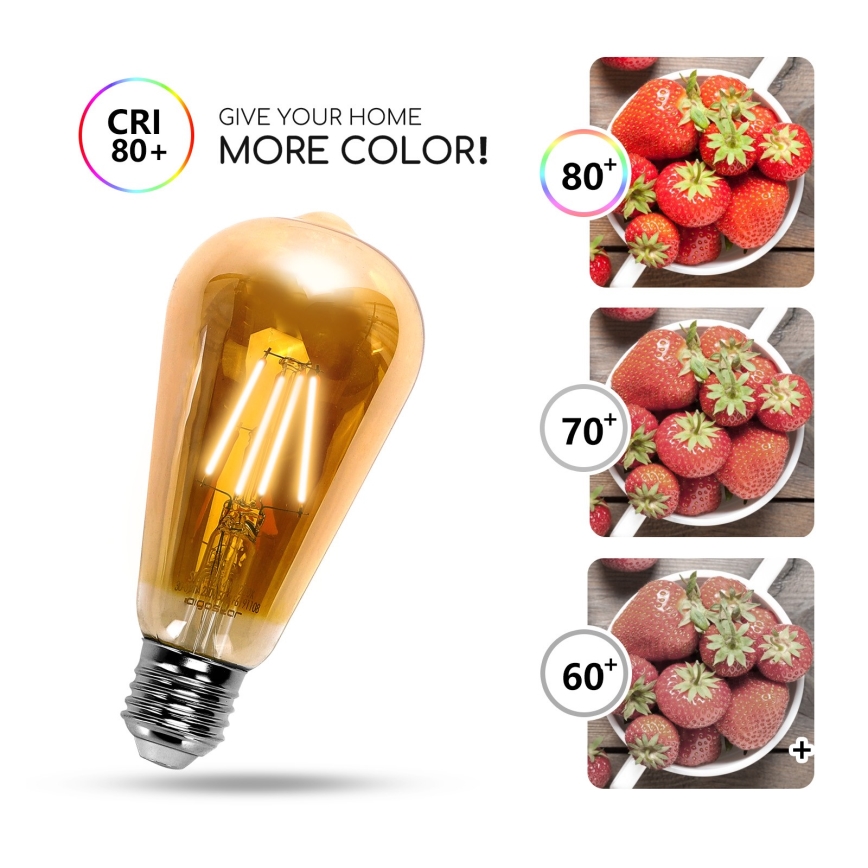 Bombilla LED ST64 E27/8W/230V 2200K - Aigostar