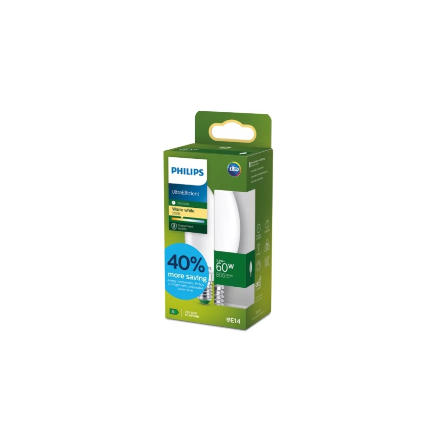 Bombilla LED ULTRAEFFICIENT Philips B35 E14/3,8W/230V 2700K
