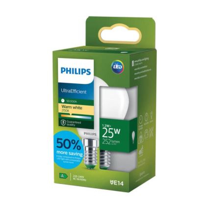 Bombilla LED ULTRAEFFICIENT Philips P45 E14/1,2W/230V 2700K