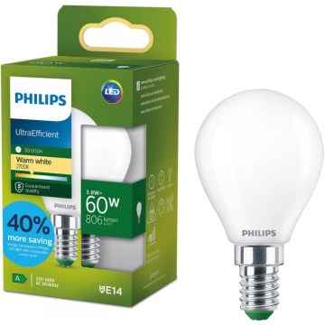 Bombilla LED ULTRAEFFICIENT Philips P45 E14/3,8W/230V 2700K