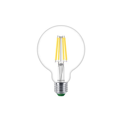 Bombilla LED ULTRAEFFICIENT VINTAGE Philips G95 E27, 4W, 230V, 4000K