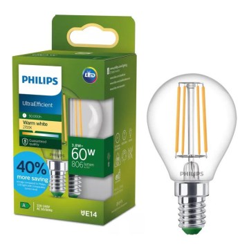 Bombilla LED ULTRAEFFICIENT VINTAGE Philips P45 E14/3,8W/230V 2700K