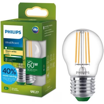 Bombilla LED ULTRAEFFICIENT VINTAGE Philips P45 E27/3,8W/230V 2700K