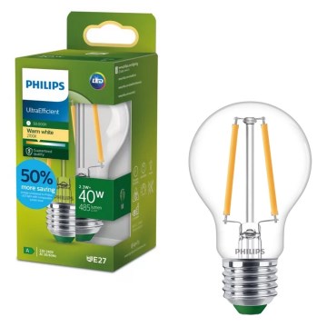 Bombilla LED Ultraeficiente Vintage Philips A60 E27/2,3W/230V 2700K