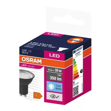 Bombilla LED VALUE PAR16 GU10/4,5W/230V 4000K 120° negro - Ledvance