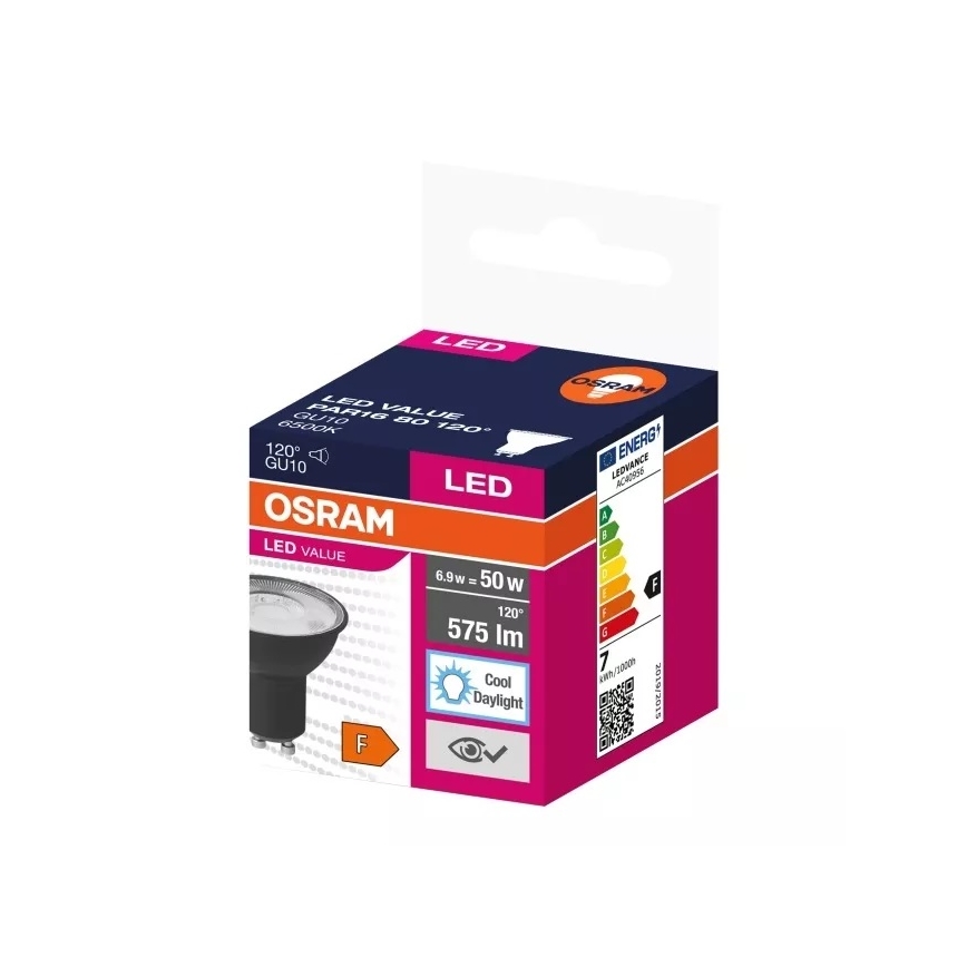 Bombilla LED VALUE PAR16 GU10/6,9W/230V 6500K 120° negro - Ledvance