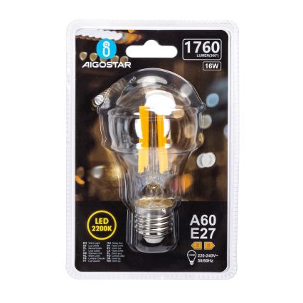 Bombilla LED VINTAGE A60 E27/16W/230V 2200K - Aigostar