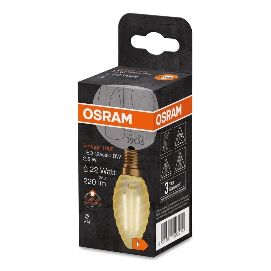 Bombilla LED VINTAGE E14/2,5W/230V 2400K - Osram
