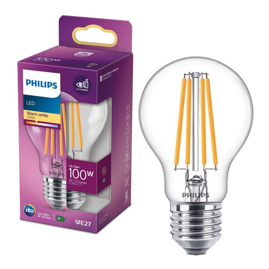 Bombilla LED VINTAGE Philips A60 E27/10,5W/230V 2700K