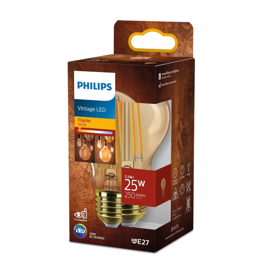 Bombilla LED VINTAGE Philips A60 E27/3,1W/230V 1800K