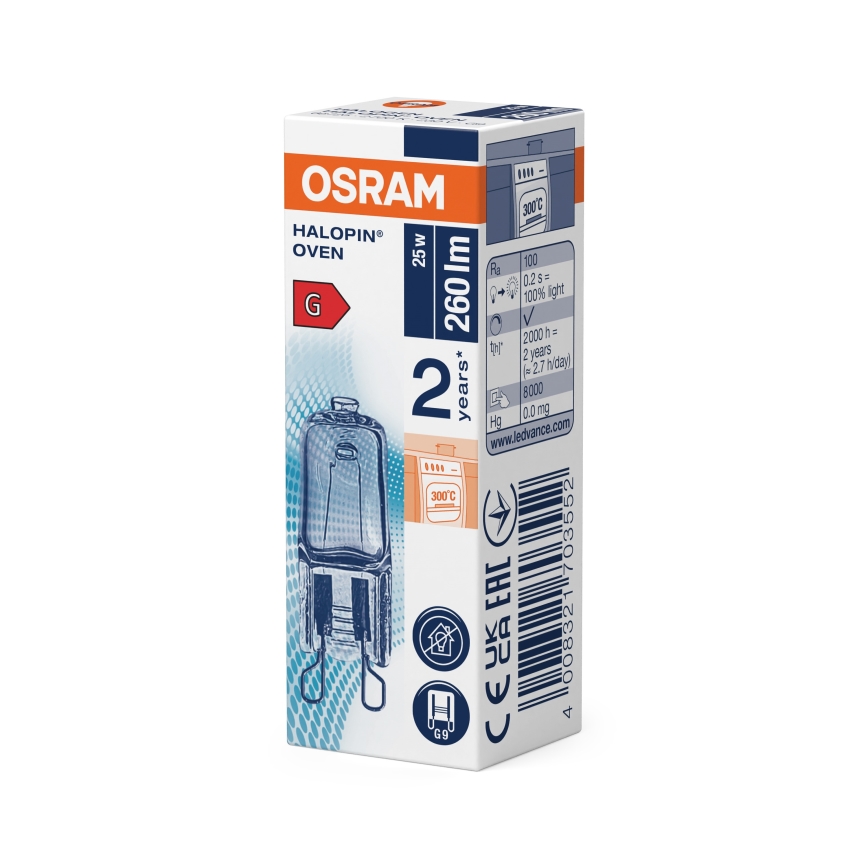 Bombilla para horno HALOPIN G9/25W/230V 2700K - Osram