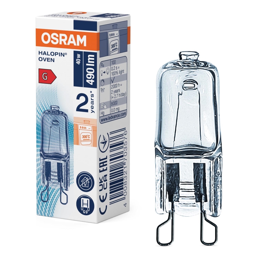 Bombilla para horno HALOPIN G9/40W/230V 2700K - Osram