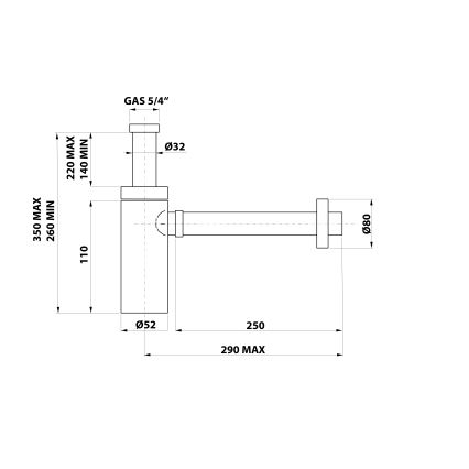 Bonomini - Sifón para lavabo KING, cromado brillante