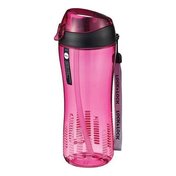Botella deportiva con pajita 550 mm rosa