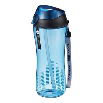 Botella deportiva con pajita de 550 ml, azul