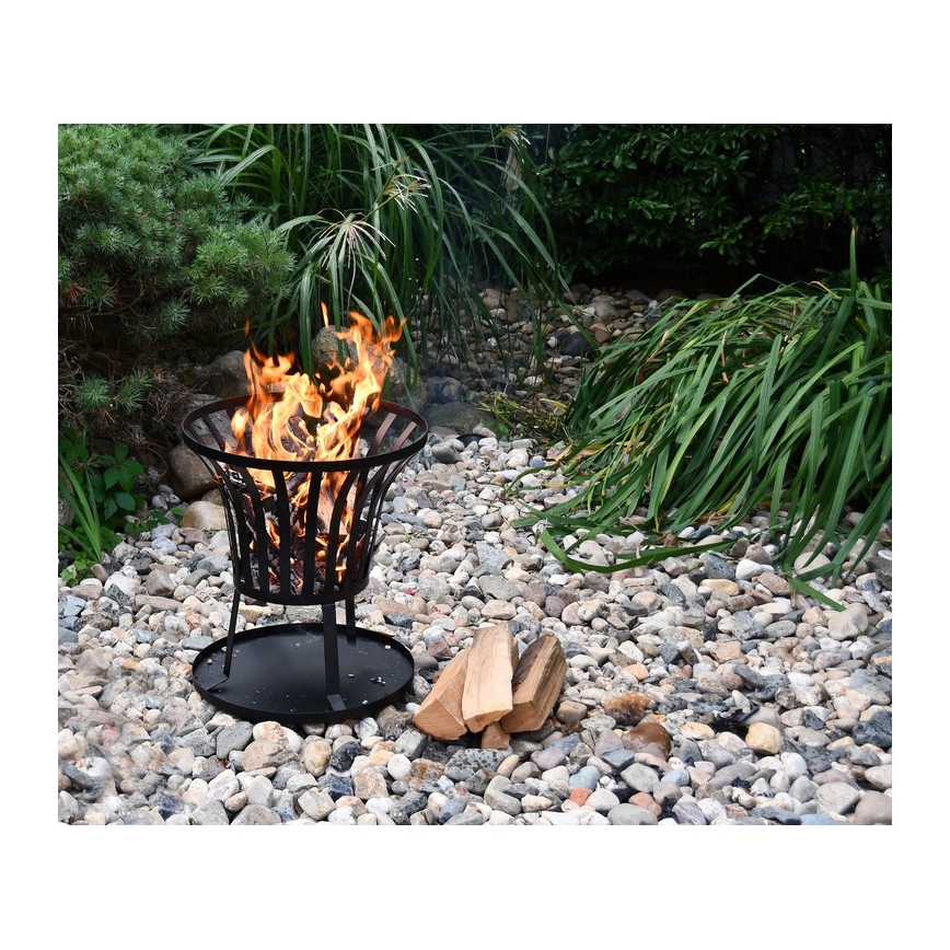 Brasero de leña portátil con parrilla negro