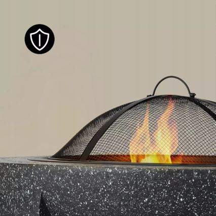 Brasero portátil con parrilla 74x30 cm negro/granito oscuro