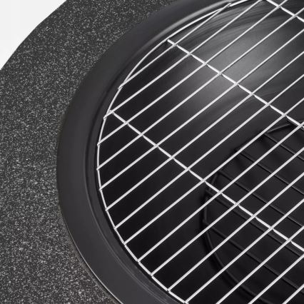 Brasero portátil con parrilla 74x30 cm negro/granito oscuro