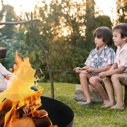 Brasero portátil para leña 57x30 cm, negro