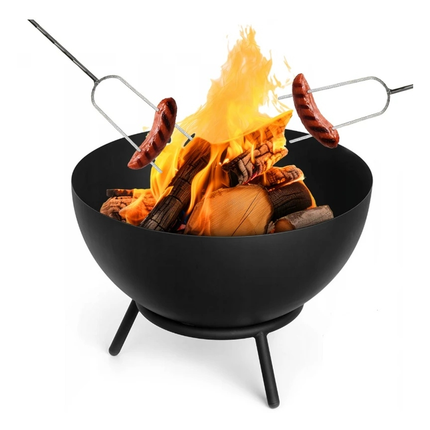 Brasero portátil para leña 57x30 cm, negro