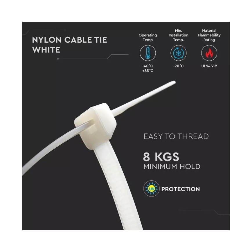 Bridas de plástico 2,5x100mm 100ud blanco