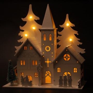Brilagi - adorno navideño LED/2xAA, iglesita