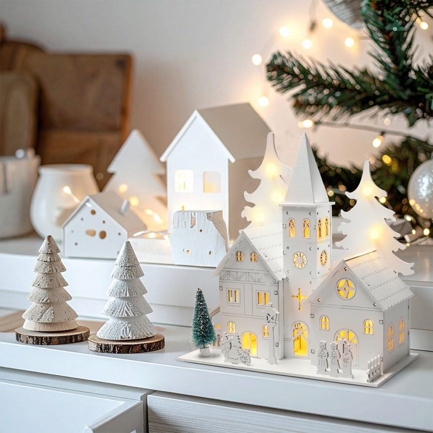 Brilagi - adorno navideño LED/2xAA, iglesita