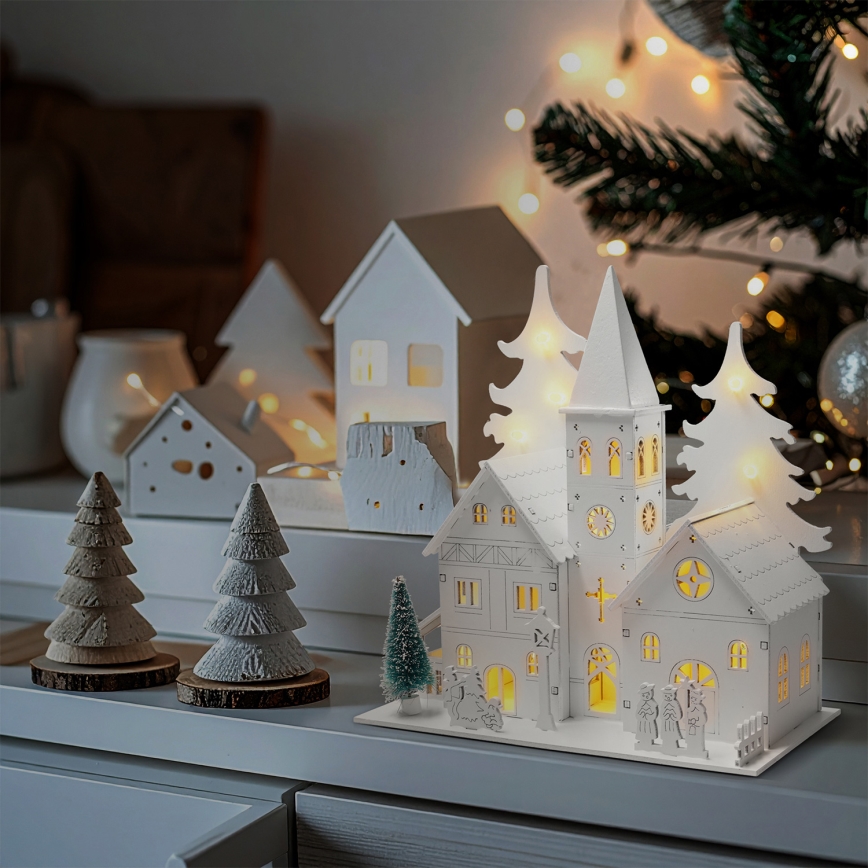 Brilagi - adorno navideño LED/2xAA, iglesita