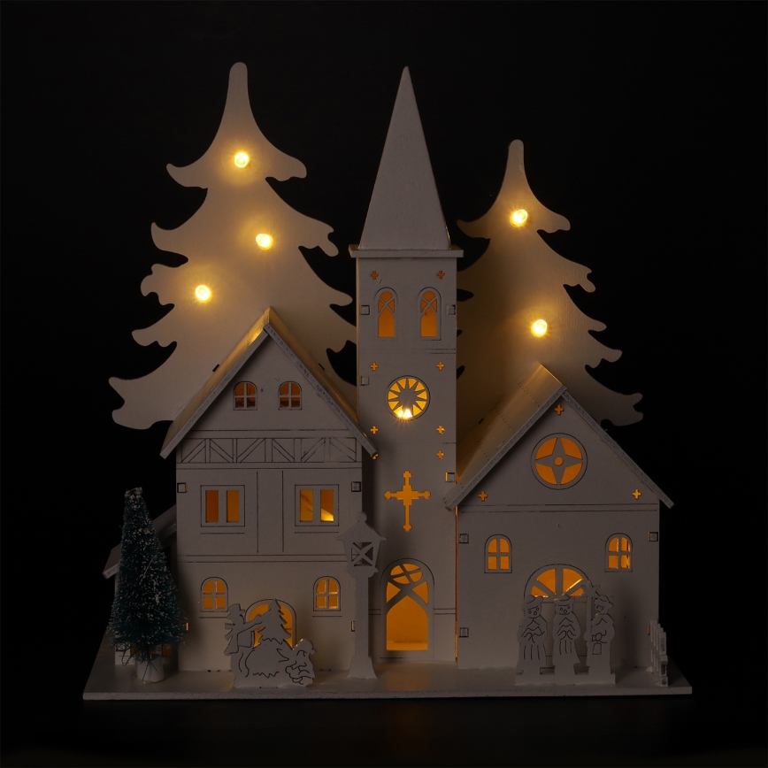 Brilagi - adorno navideño LED/2xAA, iglesita