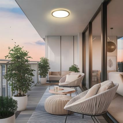 Brilagi - Plafón LED ultrafino para baño 12W/230V Ø 22,5 cm dorado IP54