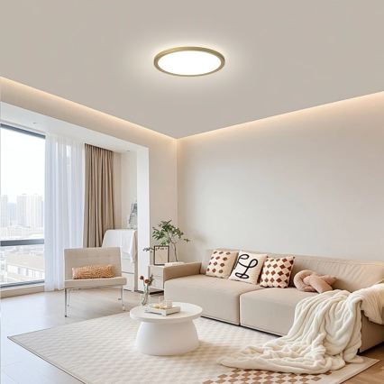 Brilagi - Plafón LED ultrafino para baño 12W/230V Ø 22,5 cm dorado IP54