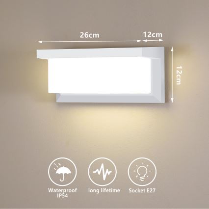 Brilagi - Aplique de exterior BRICKY 1xE27/60W/230V blanco IP54