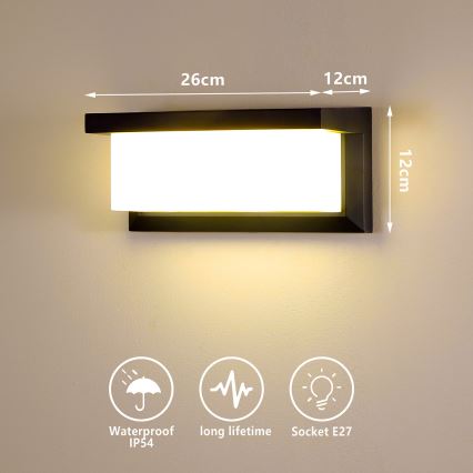 Brilagi - Aplique de exterior BRICKY 1xE27/60W/230V negro IP54