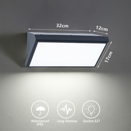Brilagi - Aplique de exterior TRIANGLE 1xE27/60W/230V antracita IP65